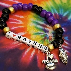 COPY - Handmade I Love Ravens Baltimore Ravens Charm Bracelet